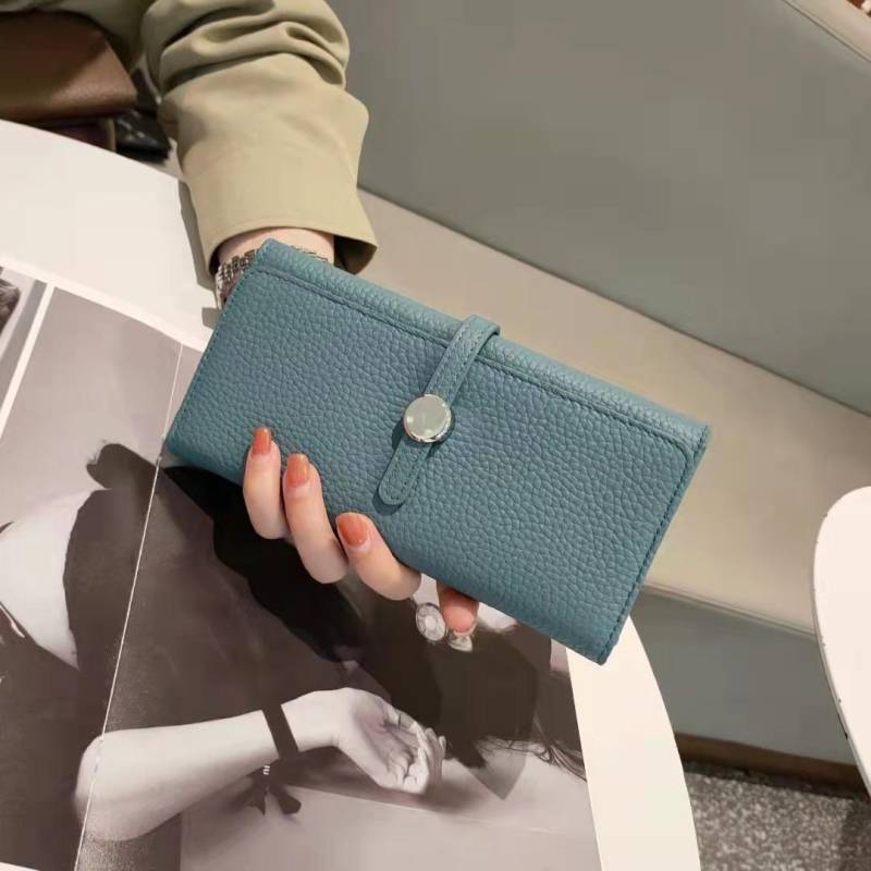 2024 Lange Damen-Geldbörsen aus echtem Leder, Markendesign, Clutch, ausgezeichnete Brieftasche aus Kalbsleder, Kartenhalter, Handy-Clutches hellblaue von Joom DACH