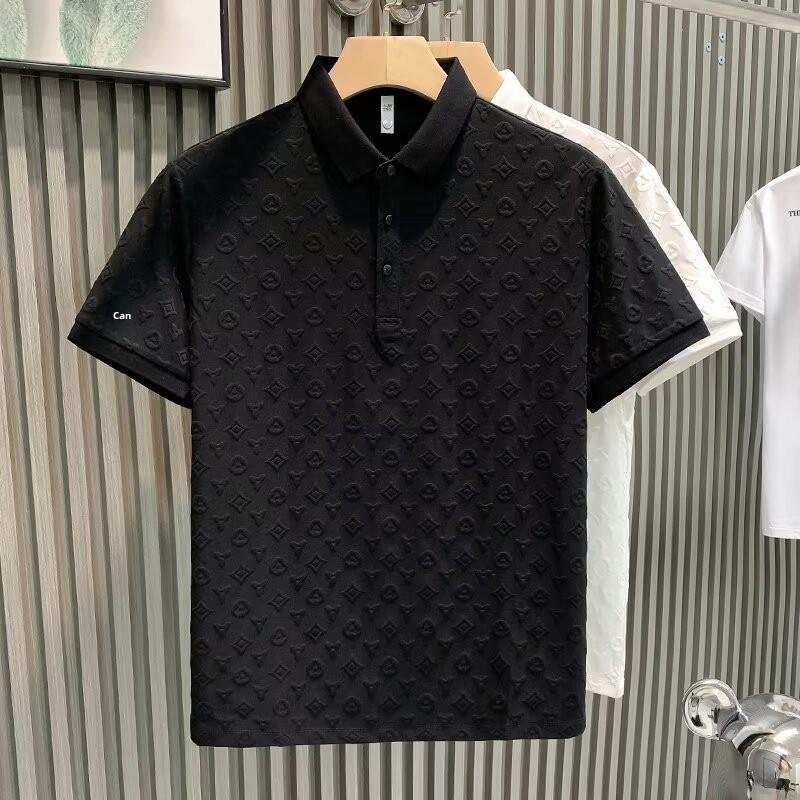 2024 Luxuriöses Jacquard-Sommer-Poloshirt – Bequemes, atmungsaktives, schmal geschnittenes, kurzärmliges T-Shirt für Herren Large schwarz 2024 Luxuriöses Jacquard-Sommer-Poloshirt – Bequemes, atmungsaktives, schmal geschnittenes, kurzärmliges T-Shirt für Herren Large schwarz von Joom DACH