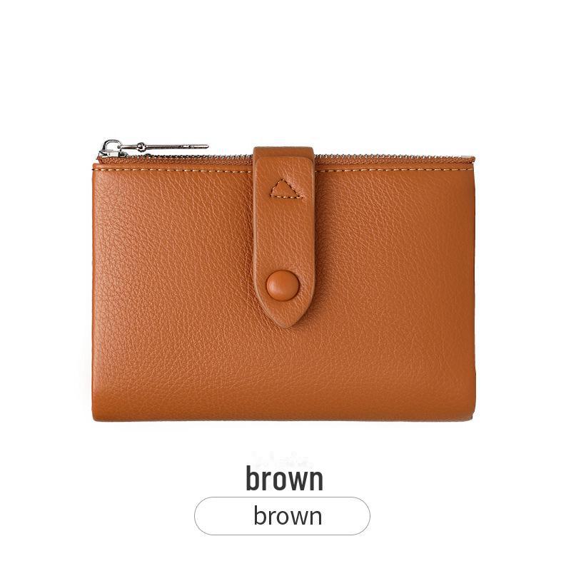 2024 Mini Tragbares Damenmünzfach: Schlichter koreanischer Stil, frisch, multifunktionale kurze Geldbörse braun von Joom DACH