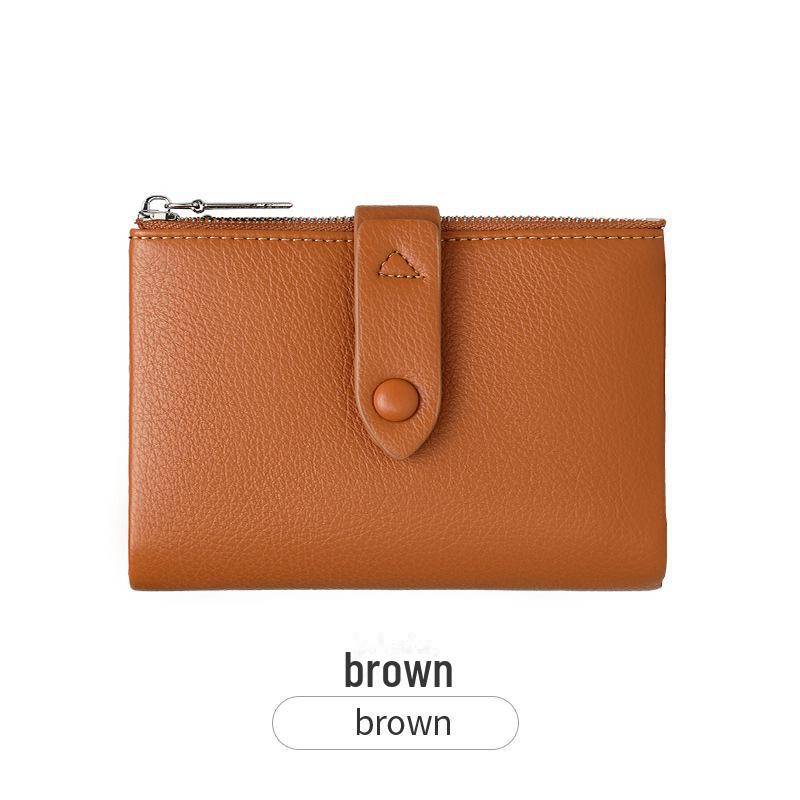 2024 Mini Tragbares Damenmünzfach: Schlichter koreanischer Stil, frisch, multifunktionale kurze Geldbörse braun von Joom DACH