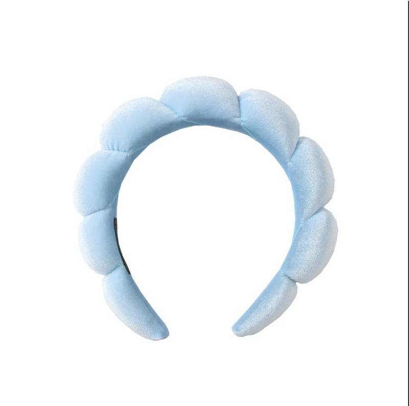 2024 Mode Schwamm Stirnband für Frauen Mädchen Puffy Haar Band Make-Up Blase Retro Terry Tuch Stirnbänder Haar Zubehör Headwear hellblaue von Joom DACH