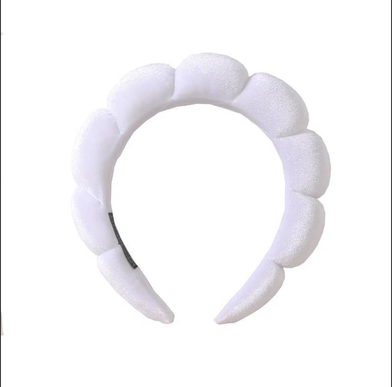 2024 Mode Schwamm Stirnband für Frauen Mädchen Puffy Haar Band Make-Up Blase Retro Terry Tuch Stirnbänder Haar Zubehör Headwear weiß von Joom DACH