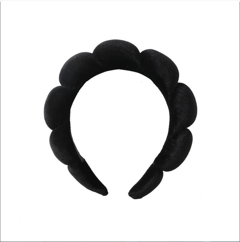2024 Mode Schwamm Stirnband für Frauen Mädchen Puffy Haar Band Make-Up Blase Retro Terry Tuch Stirnbänder Haar Zubehör Headwear schwarz von Joom DACH