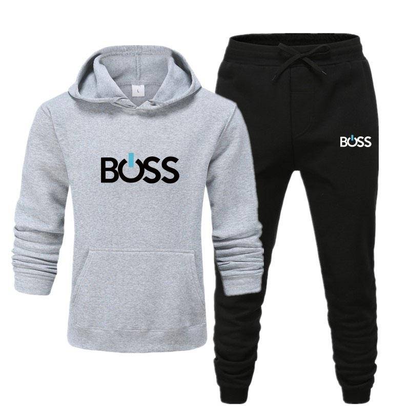 2024 Neue Herren Damen Herbst und Winter Neue Print Style Casual Solid Hoodie Set Paar Set Jogginganzug L silber von Joom DACH