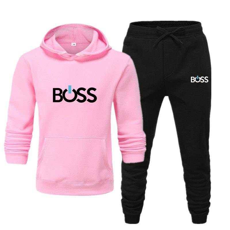 2024 Neue Herren Damen Herbst und Winter Neue Print Style Casual Solid Hoodie Set Paar Set Jogginganzug M rosa von Joom DACH