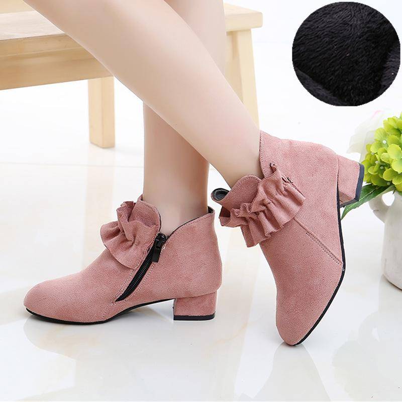 2024 Neue Mode Prinzessin Mädchen Stiefel für Herbst/Winter. Kurze Stiefel aus Samt im koreanischen Stil für mittelgroße/große Kinder. Size 27, 16.5 cm insole von Joom DACH
