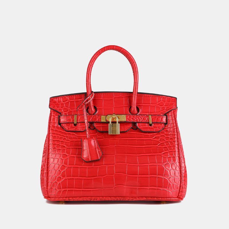 2024 Neue One-Shoulder-Crossbody-Handtasche mit Krokodilmuster aus Platin - Europäischer und amerikanischer High-End-Stil, großes Fassungsvermögen für Damen Large 30x16x23.5cm von Joom DACH