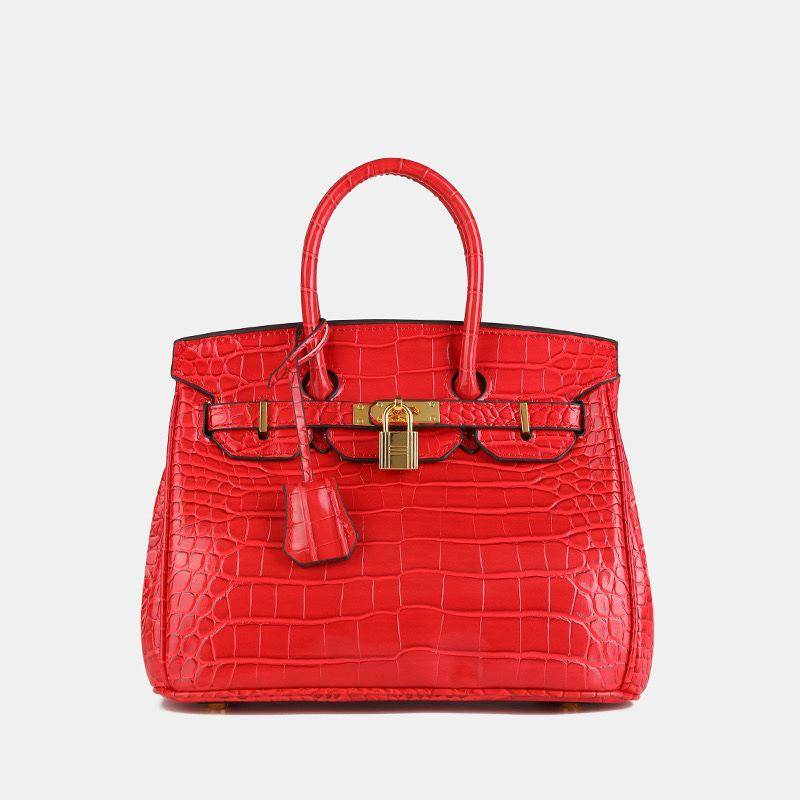 2024 Neue One-Shoulder-Crossbody-Handtasche mit Krokodilmuster aus Platin - Europäischer und amerikanischer High-End-Stil, großes Fassungsvermögen für Damen Large 30x16x23.5cm von Joom DACH