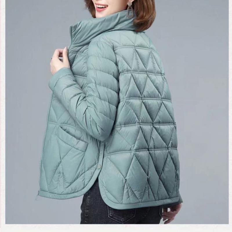 2024 Neue Übergrößen-dünne leichte Daunen-Baumwolljacke für Damen, kurzer Mantel, Herbst-Winter, lockere Baumwolljacke für Damen, leichte Baumwolljacke für den Winter 3XL blau von Joom DACH