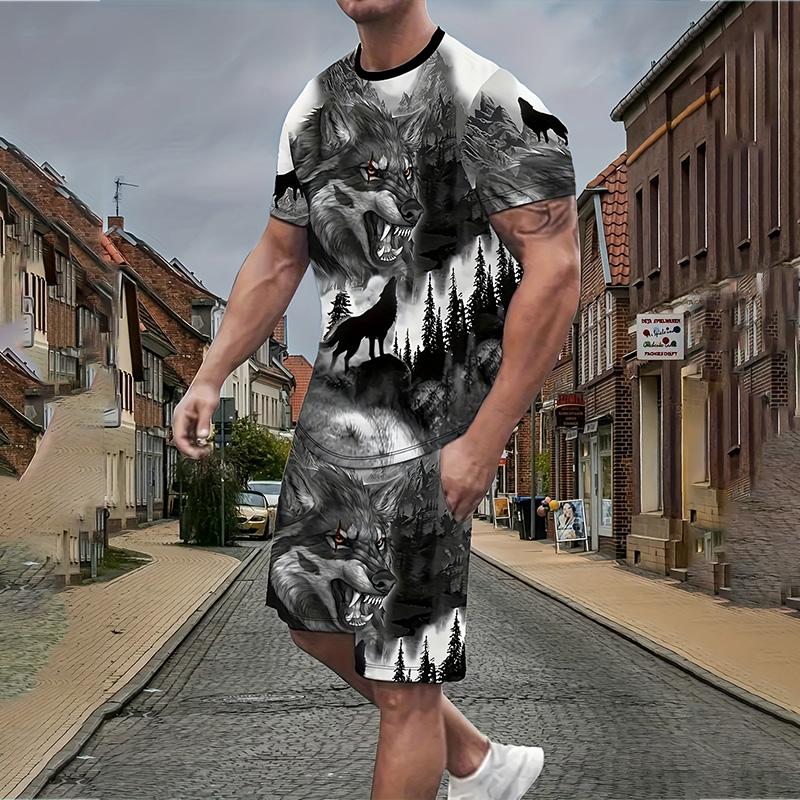 2024 Neuer Herrenanzug Sommer Lässig Atmungsaktiv Erfrischender Anzug Bedruckt 3D Skelett Übergroß Herren Lockeres Oberteil Mode Kurze Ärmel 3XL von Joom DACH