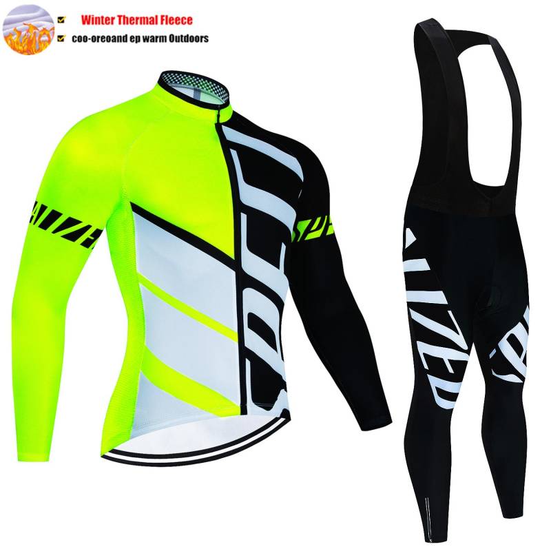 2024 Neues Thermo-Fleece-Radtrikot-Set für den Winter, Langarm, MTB-Rennrad-Trikotanzug für Herren, Trägerhose, Radsportbekleidung 3XL von Joom DACH