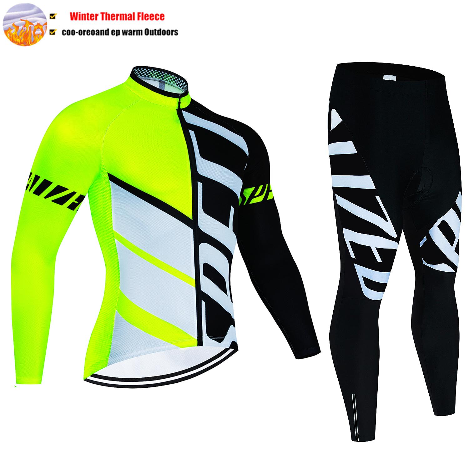 2024 Neues Thermo-Fleece-Radtrikot-Set für den Winter, Langarm, MTB-Rennrad-Trikotanzug für Herren, Trägerhose, Radsportbekleidung 4XL von Joom DACH