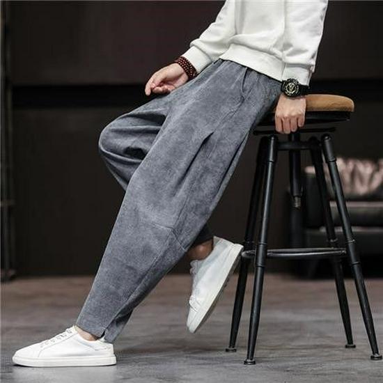 2024 Retro Cordhose für Herren mit weitem Bein: Frühling/Herbst, Lockere Passform, Übergröße, All-Match Straight Style L von Joom DACH
