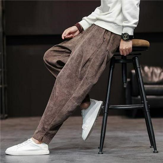 2024 Retro Cordhose für Herren mit weitem Bein: Frühling/Herbst, Lockere Passform, Übergröße, All-Match Straight Style L von Joom DACH