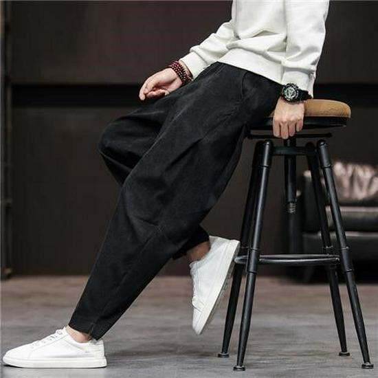 2024 Retro Cordhose für Herren mit weitem Bein: Frühling/Herbst, Lockere Passform, Übergröße, All-Match Straight Style XL von Joom DACH