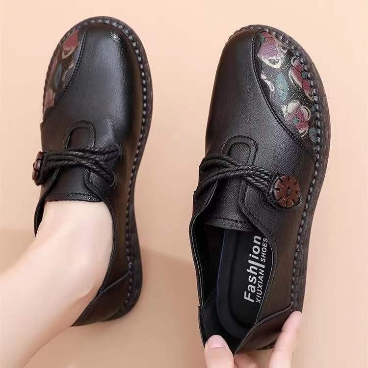 2024 Retro Florale Damen Slipper mit weicher Sohle und niedrigem Ausschnitt: Rutschfest, Frühling/Herbst Kollektion 40 schwarz von Joom DACH