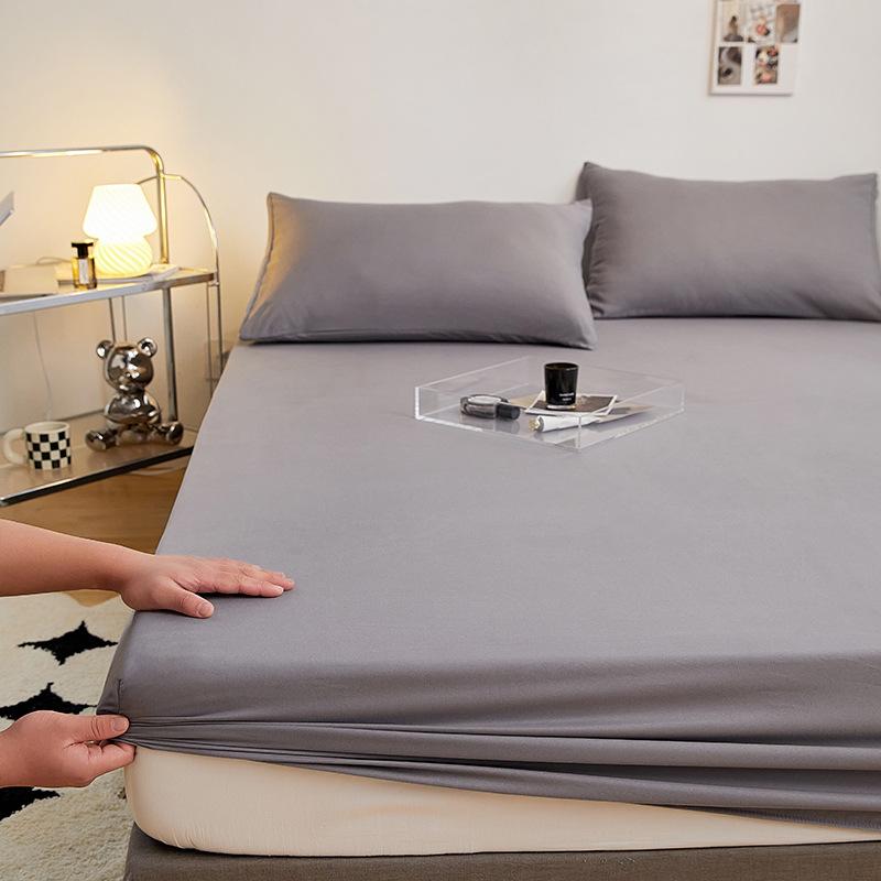 2024 Rutschfestes einfarbiges Spannbettlaken Staubschutz - Ins-Stil 90x200CM hellgrau von Joom DACH