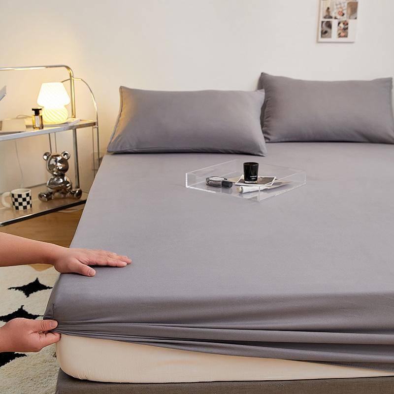 2024 Rutschfestes einfarbiges Spannbettlaken Staubschutz - Ins-Stil 90x200CM hellgrau von Joom DACH