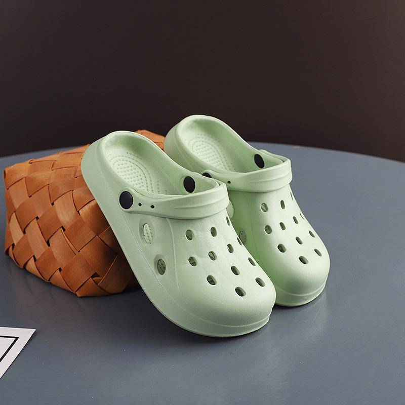 2024 Sommer Damen/Herren Trendy Rutschfeste Weiche Sohle Geschlossene Zehen Sandalen Für Outdoor Tragen-Warme Strand Hausschuhe Mit Dicker Sohle 40-41 grün von Joom DACH