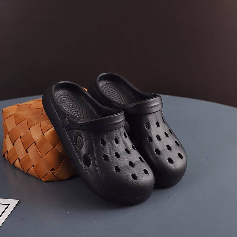 2024 Sommer Damen/Herren Trendy Rutschfeste Weiche Sohle Geschlossene Zehen Sandalen Für Outdoor Tragen-Warme Strand Hausschuhe Mit Dicker Sohle 42-43 schwarz von Joom DACH