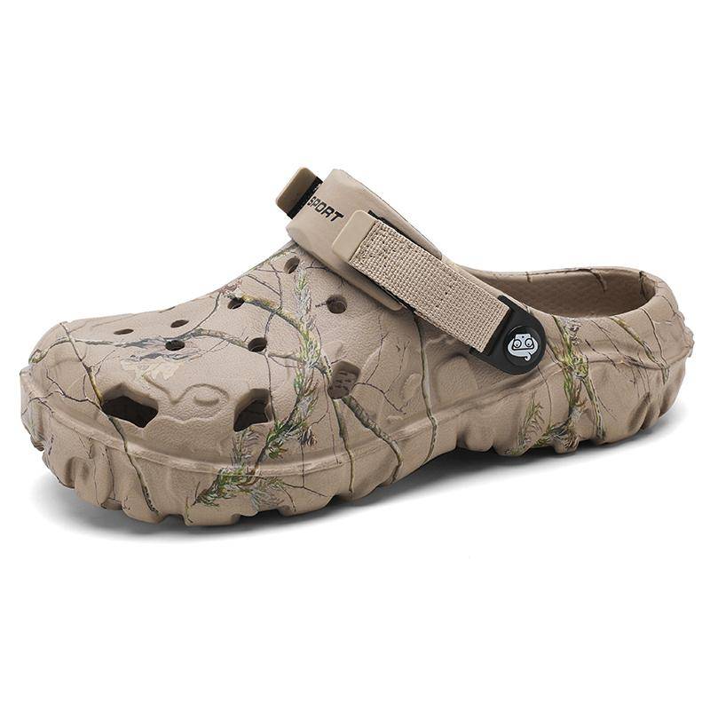2024 Sommer Neue Herren Hausschuhe Outdoor Garten Clogs Männliche Freizeitschuhe Mode Luxus Sandalen Komfort Zuhause Weiche Hausschuhe 40-45 40 khaki von Joom DACH