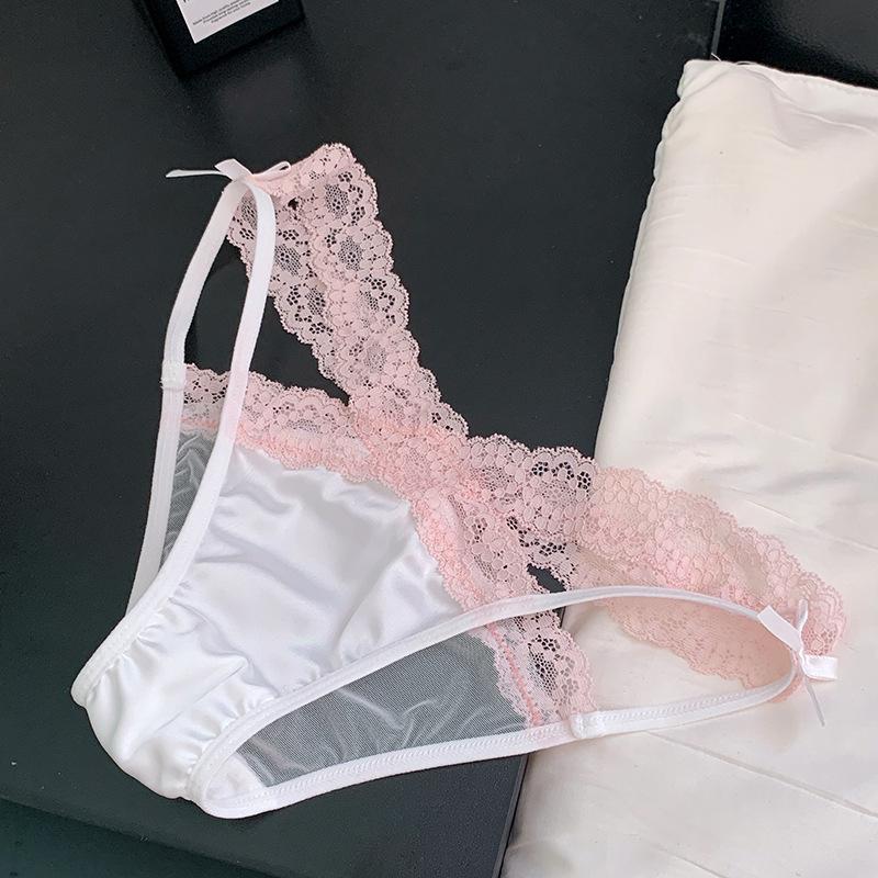 2024 Spitzen-Sommerhöschen: Nahtlos, Schritt aus reiner Baumwolle, stilvolles Design für Frauen und Mädchen One Size (80-120) rosa/weiß von Joom DACH