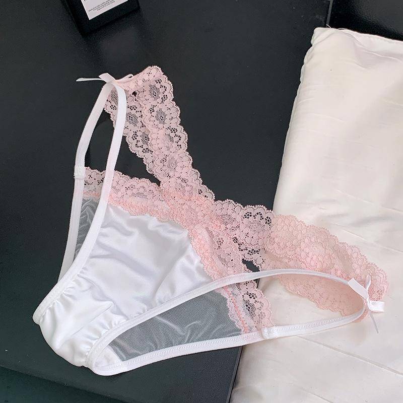 2024 Spitzen-Sommerhöschen: Nahtlos, Schritt aus reiner Baumwolle, stilvolles Design für Frauen und Mädchen One Size (80-120) rosa/weiß von Joom DACH