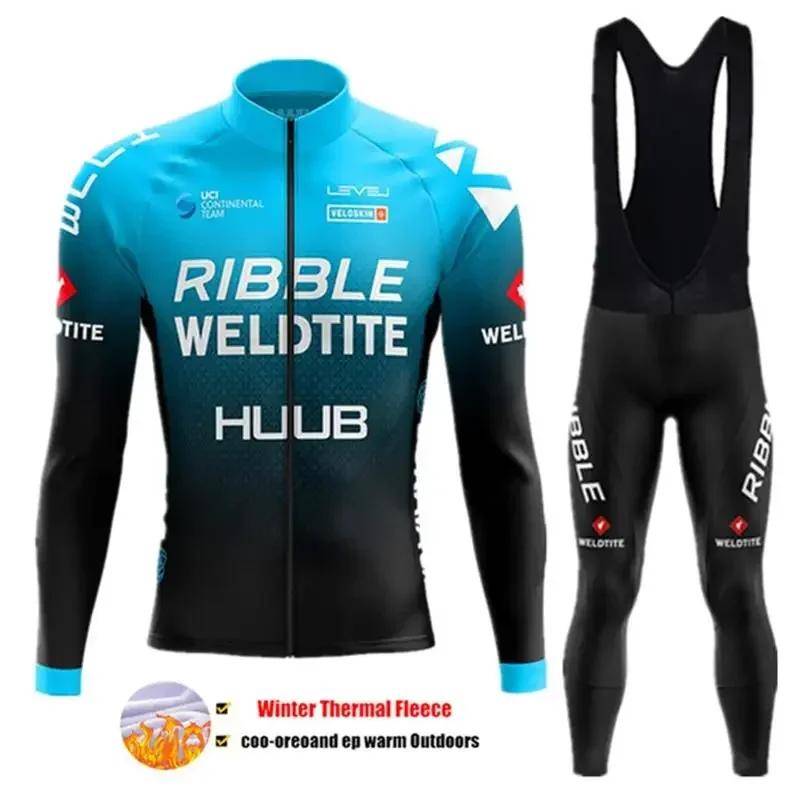 2024 Team Winter Thermo-Fleece-Fahrradbekleidung Herren Jersey-Anzug Outdoor Warme Reitfahrradkleidung MTB Lange Trägerhose Set 3XL von Joom DACH