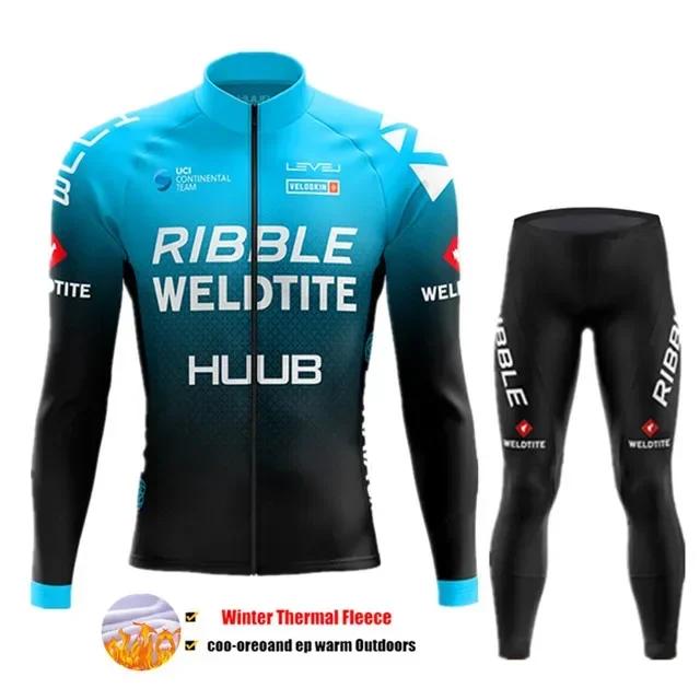 2024 Team Winter Thermo-Fleece-Fahrradbekleidung Herren Jersey-Anzug Outdoor Warme Reitfahrradkleidung MTB Lange Trägerhose Set 3XL von Joom DACH