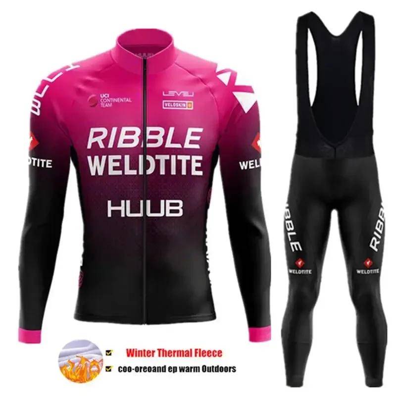2024 Team Winter Thermo-Fleece-Fahrradbekleidung Herren Jersey-Anzug Outdoor Warme Reitfahrradkleidung MTB Lange Trägerhose Set 5XL von Joom DACH