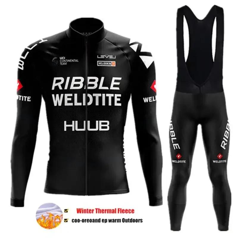 2024 Team Winter Thermo-Fleece-Fahrradbekleidung Herren Jersey-Anzug Outdoor Warme Reitfahrradkleidung MTB Lange Trägerhose Set L von Joom DACH