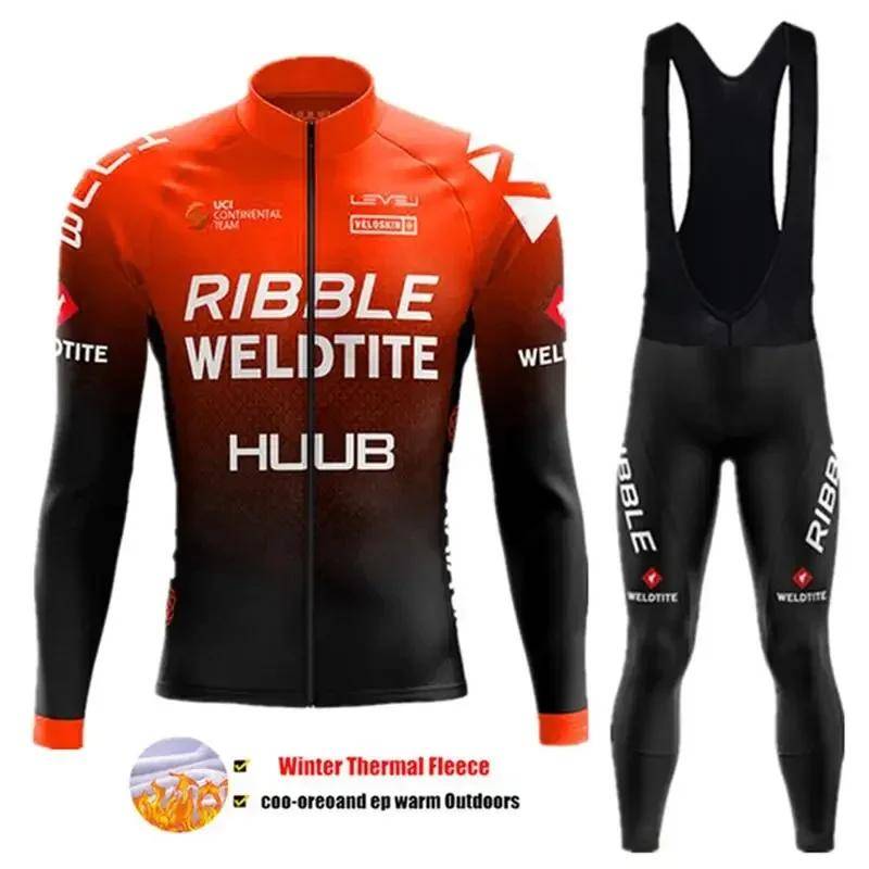 2024 Team Winter Thermo-Fleece-Fahrradbekleidung Herren Jersey-Anzug Outdoor Warme Reitfahrradkleidung MTB Lange Trägerhose Set L von Joom DACH