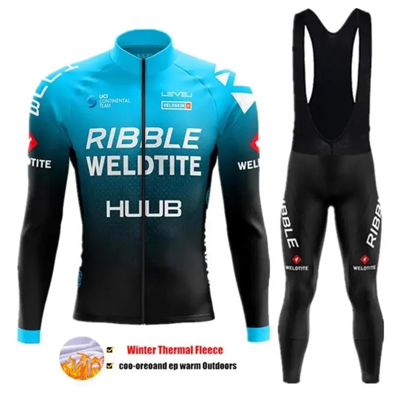 2024 Team Winter Thermo-Fleece-Fahrradbekleidung Herren Jersey-Anzug Outdoor Warme Reitfahrradkleidung MTB Lange Trägerhose Set M von Joom DACH