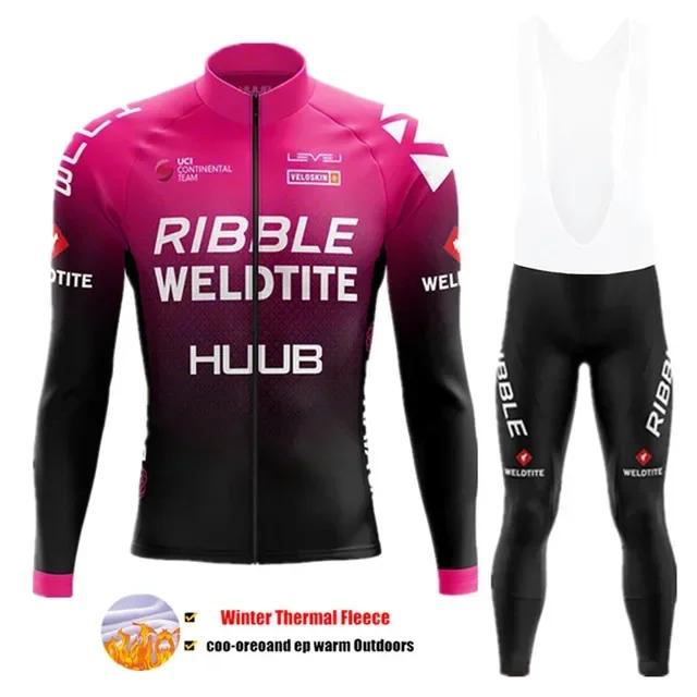 2024 Team Winter Thermo-Fleece-Fahrradbekleidung Herren Jersey-Anzug Outdoor Warme Reitfahrradkleidung MTB Lange Trägerhose Set XXL von Joom DACH