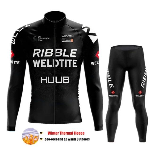 2024 Team Winter Thermo-Fleece-Fahrradbekleidung Herren Jersey-Anzug Outdoor Warme Reitfahrradkleidung MTB Lange Trägerhose Set XXL von Joom DACH
