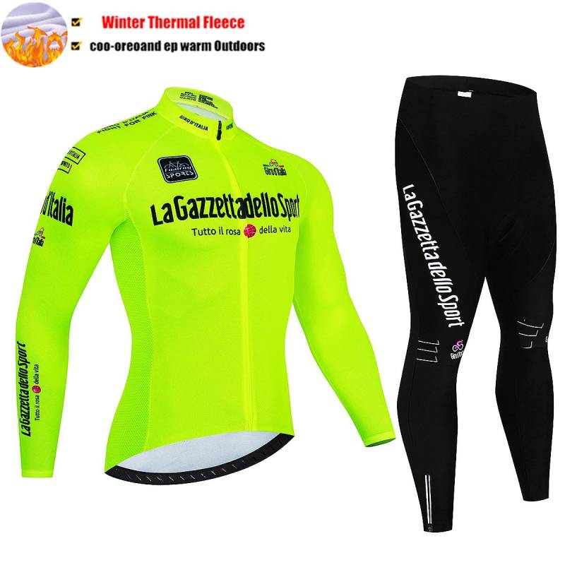 2024 Tour De Giro D'ITALIA Radtrikot-Set Winter Thermo-Fleece Langarm-Radsportbekleidung MTB-Fahrradbekleidung Radsportanzug M von Joom DACH