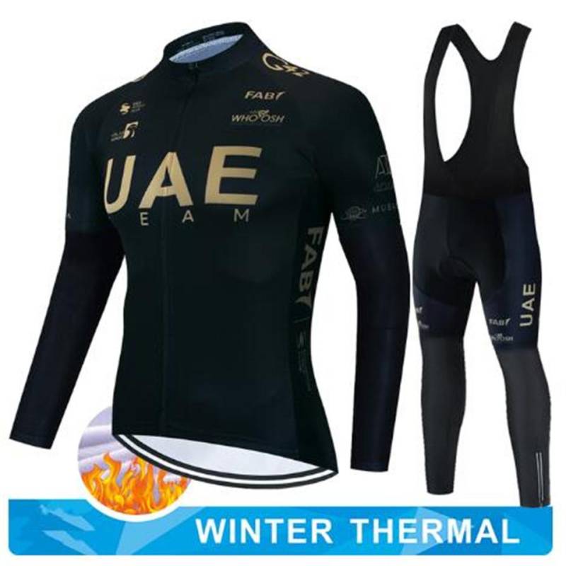 2024 UAE Radfahren Jersey Set Winter Thermische Fleece Radfahren Kleidung Langarm Männer & Rennrad Anzug MTB Maillot Culotte XL von Joom DACH