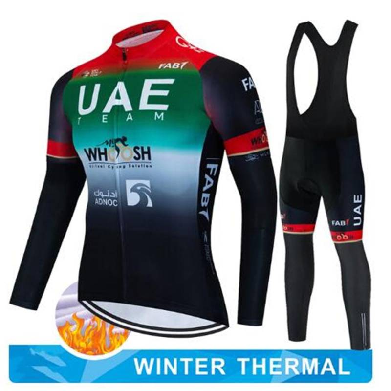 2024 UAE Radfahren Jersey Set Winter Thermische Fleece Radfahren Kleidung Langarm Männer & Rennrad Anzug MTB Maillot Culotte XL von Joom DACH