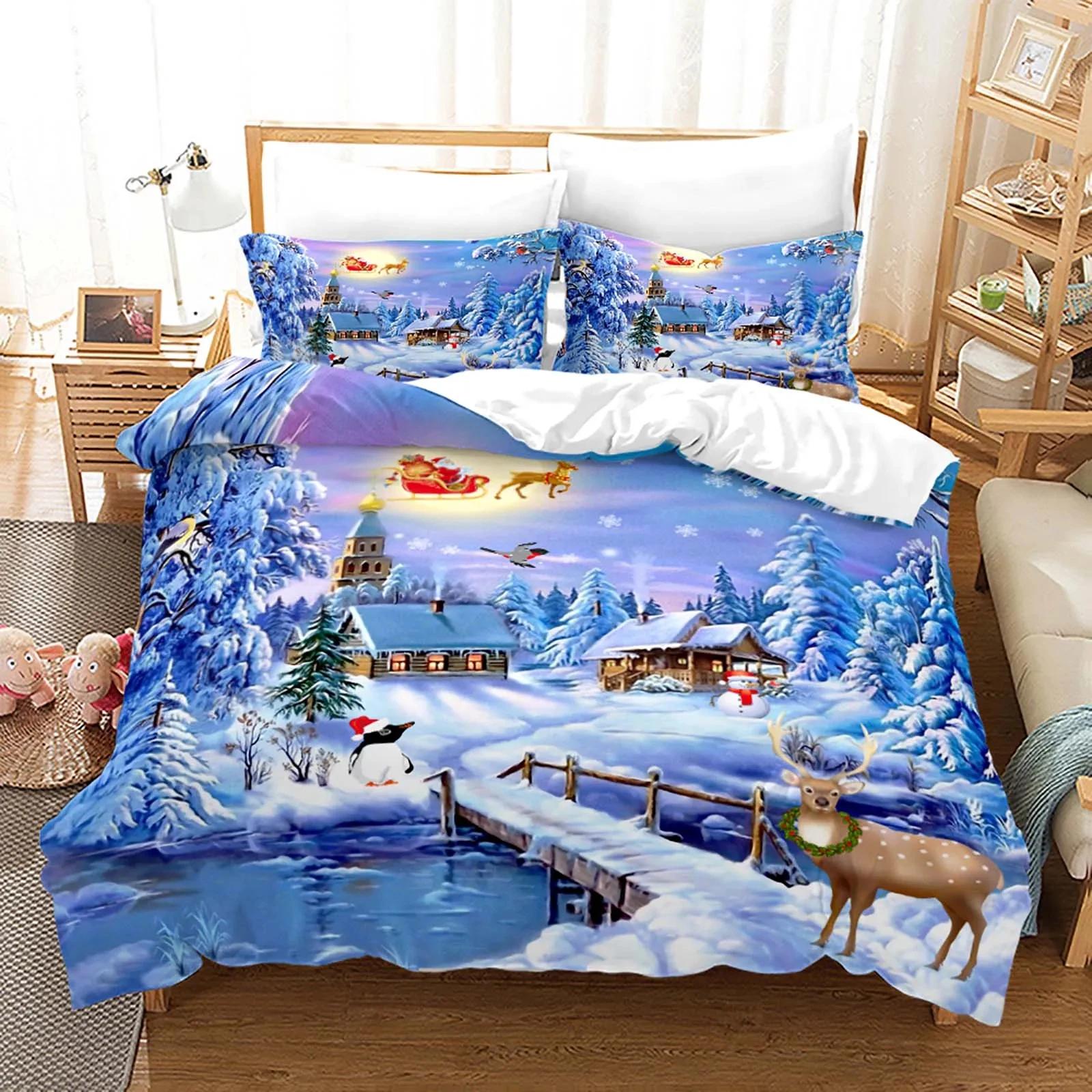 2024 Weihnachten Jungen Cartoon Bettbezug Kissenbezug Schlafzimmer Textil Dekor 200x200cm Bettbezug Bettwäsche-Set Bettdeckenbezug Kissenbezug EU single(135x200cm) von Joom DACH