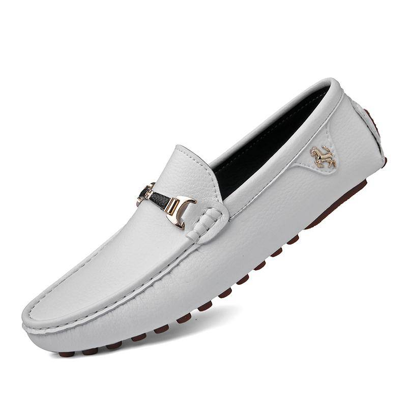 2024 Weiße Halbschuhe Herren Handgefertigte Lederschuhe Schwarz Casual Driving Flats Blau Slip-On Mokassins Bootsschuhe Übergröße 46 47 48 47 von Joom DACH