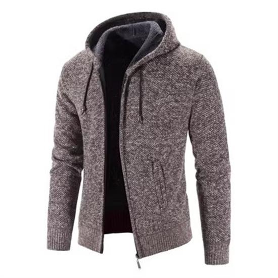 2024 Winter Dicke Strickjacke Herren Pullover Zipper Mit Kapuze Mode Warme Slim Fit Gestrickte Pullover Männlichen Fleece Hoodies Mäntel Männer M-4Xl 4XL von Joom DACH