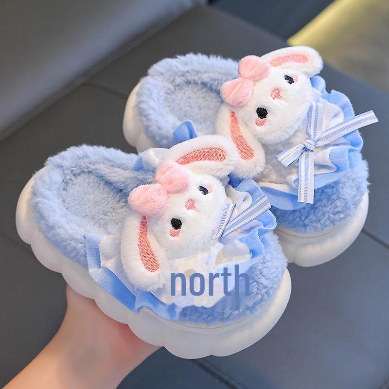 2024 Winter Niedliche Kaninchen Plüsch Baumwolle Hausschuhe für Mädchen - Warme Pelzige Baby Home Schuhe von Joom DACH