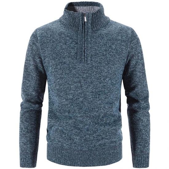 2024 Winter herren Fleece Dicker Pullover Halb Zipper Rollkragen Warme Pullover Qualität Männlich Dünne Gestrickte Wolle Pullover 3Xl L blau von Joom DACH