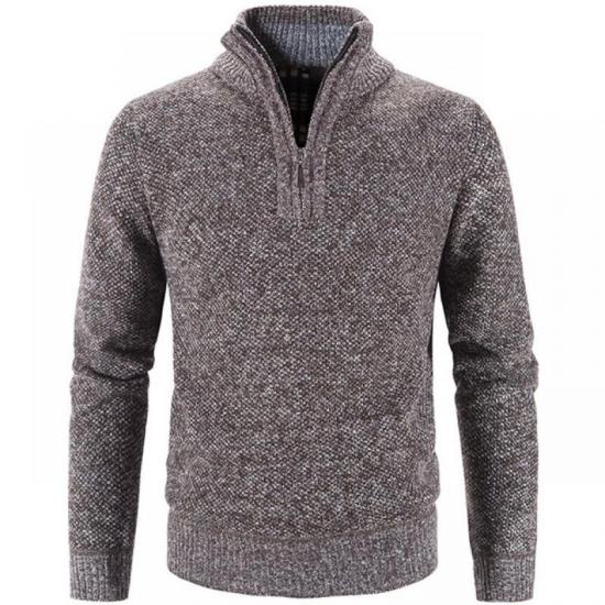 2024 Winter herren Fleece Dicker Pullover Halb Zipper Rollkragen Warme Pullover Qualität Männlich Dünne Gestrickte Wolle Pullover 3Xl L kaffeebraun von Joom DACH