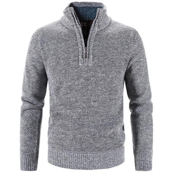 2024 Winter herren Fleece Dicker Pullover Halb Zipper Rollkragen Warme Pullover Qualität Männlich Dünne Gestrickte Wolle Pullover 3Xl L licht grau von Joom DACH