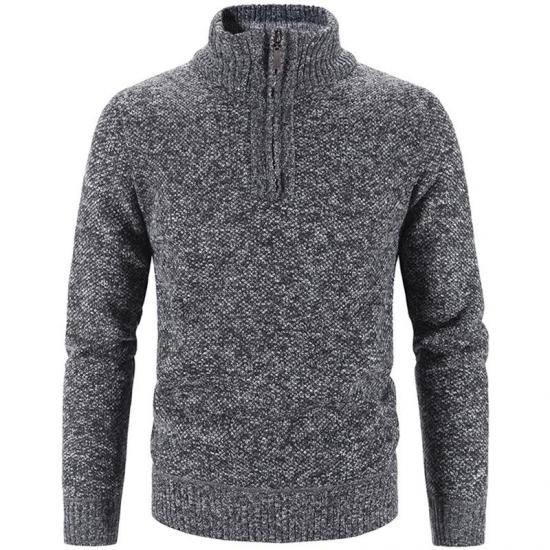 2024 Winter herren Fleece Dicker Pullover Halb Zipper Rollkragen Warme Pullover Qualität Männlich Dünne Gestrickte Wolle Pullover 3Xl XL dunkelgrau von Joom DACH
