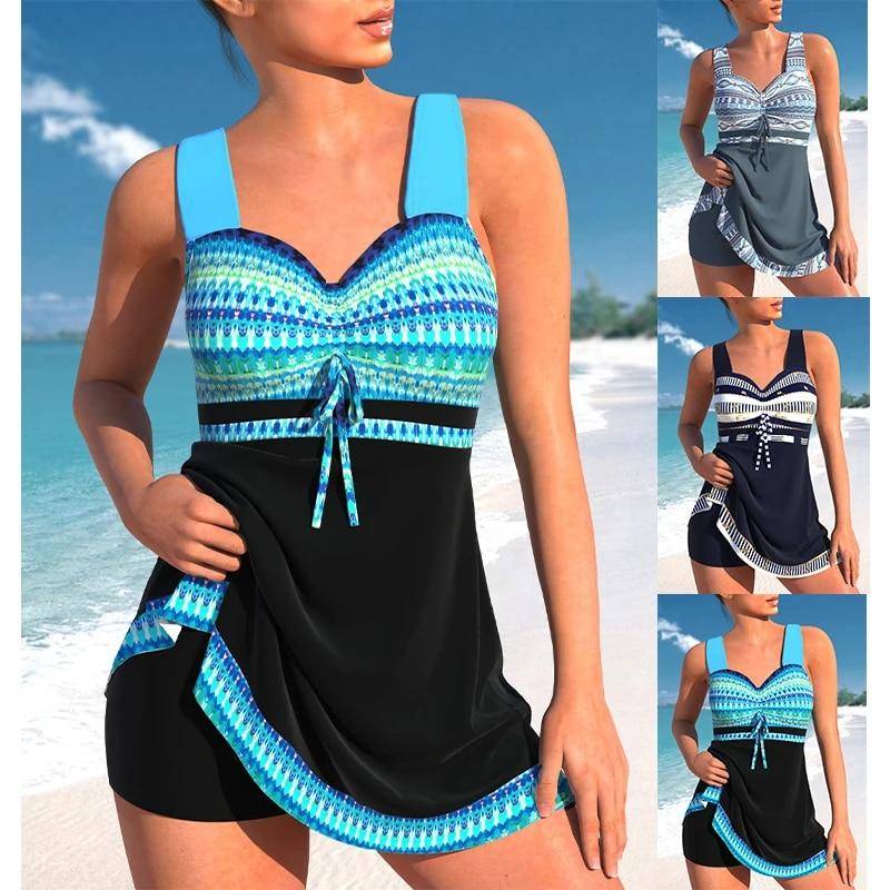 2024 frauen Sexy Strand Bademode Tankini Zwei Stück Bademode Drucken Tankini Strand Sommer Mode Strand frauen Bademode Set XXXL von Joom DACH