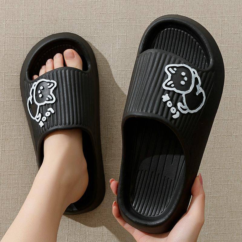 2024 frauen Weiche Sohle Wolke Hausschuhe Sommer Strand Dicke Plattform Slipper Sandalen Frauen Eva Hausschuhe Paar Hause Flip-Flops 40-41 schwarz von Joom DACH