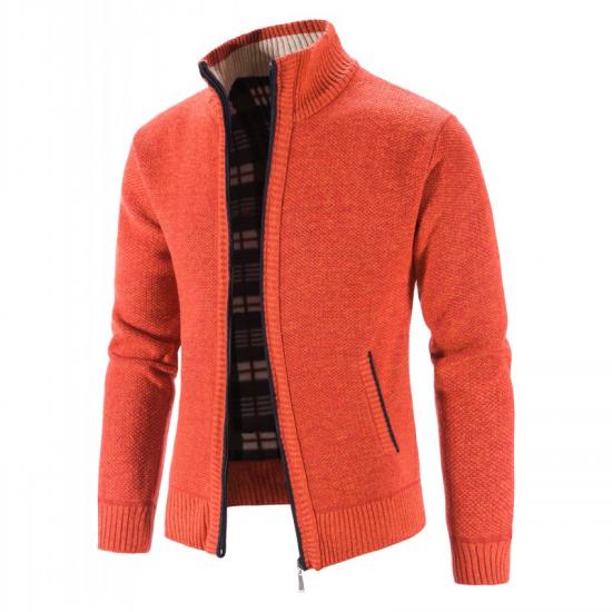 2024 herbst/Winter Neue Plüsch und Verdickte Stehkragen Jacke Jacke Halb Stehkragen Strickjacke Pullover für männer L orange von Joom DACH