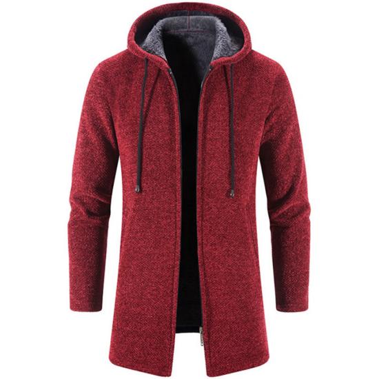 2024 herbst Winter herren Strickjacke Pullover Pullover Mantel Windjacke Medium Länge Strickjacke Mit Kapuze Zipper Oberbekleidung L von Joom DACH